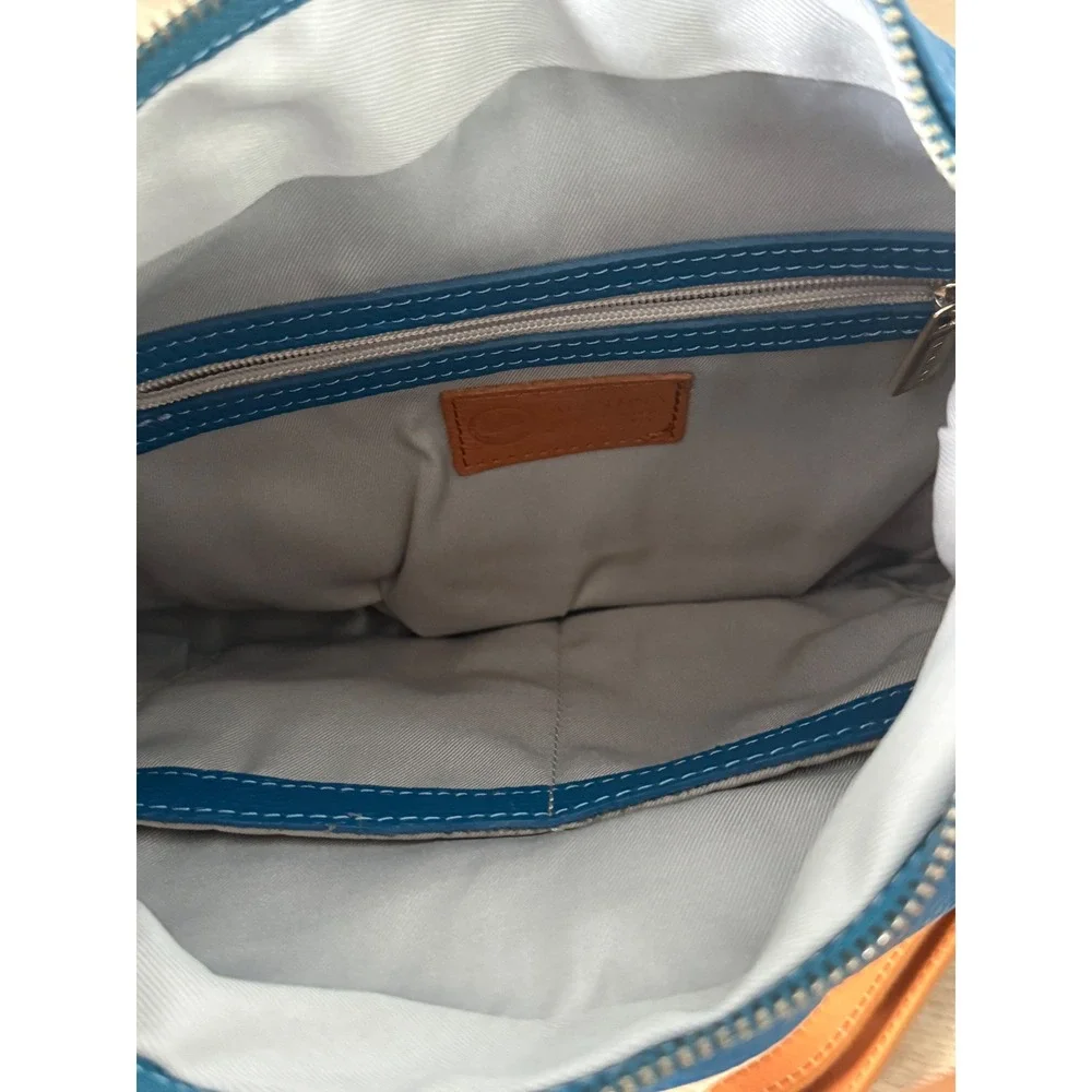 Valentina Convertible Italian Pebbled Leather Bag Backpack In‎ Ocean Blue